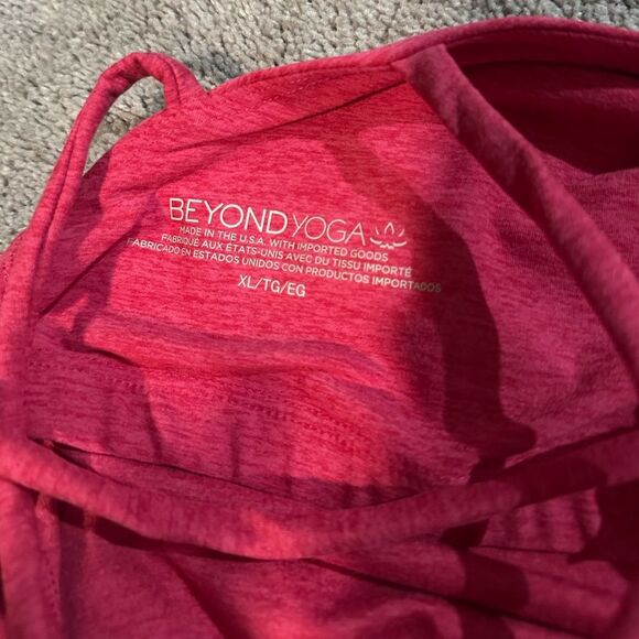 Beyond Yoga Spacedye Enlighten Cropped Pullover Top Long Sleeve Strappy XL Pink - Picture 4 of 5